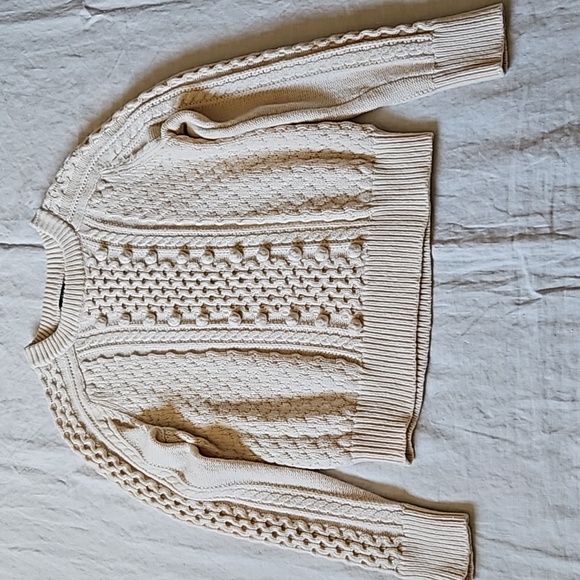 J.Crew Cream Lambswool Blend Sweater Popcorn Cable Knit Size Medium - Picture 6 of 13